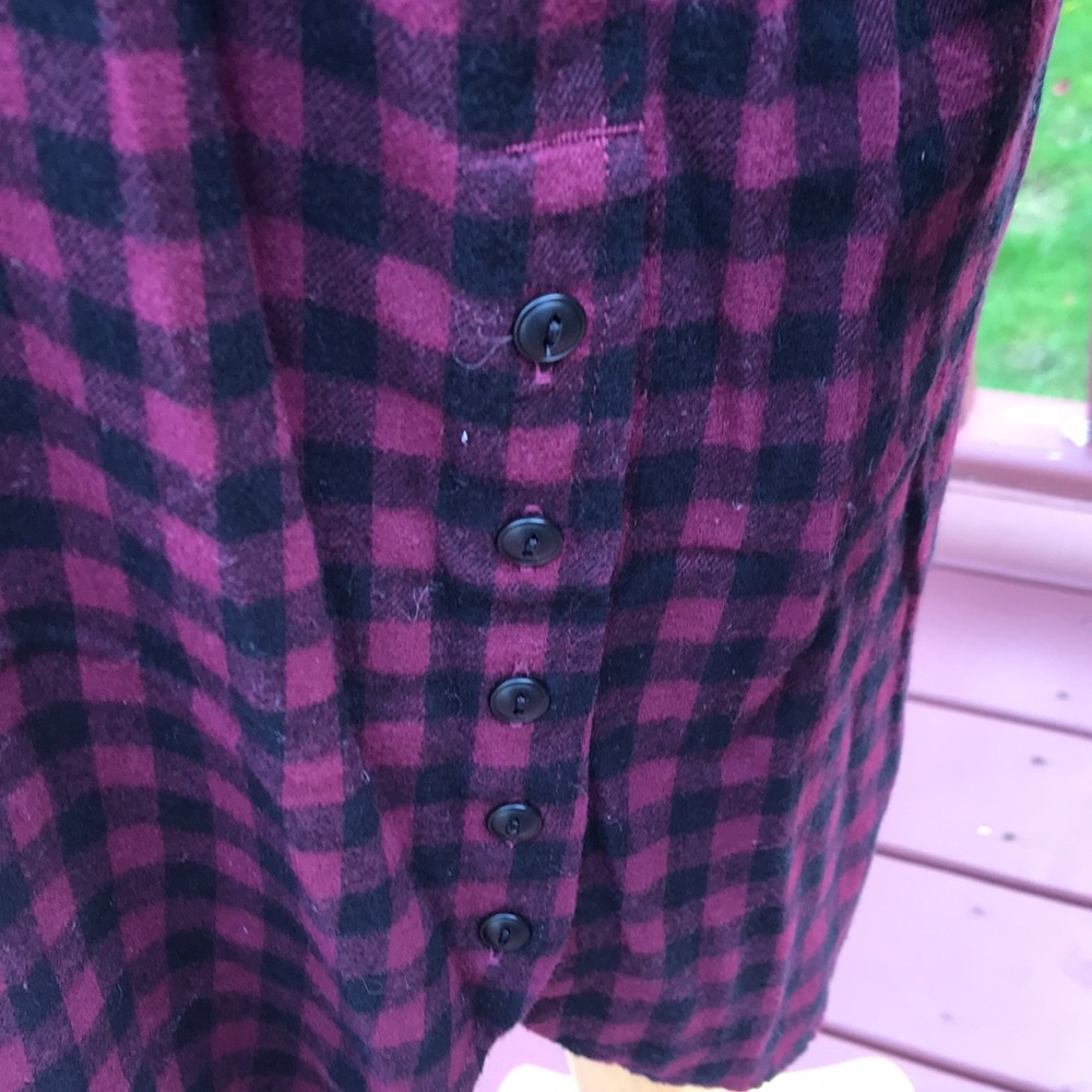 Madewell medium burgundy combo Buffalo check  long sleeve shirt dress. - Picture 3 of 8